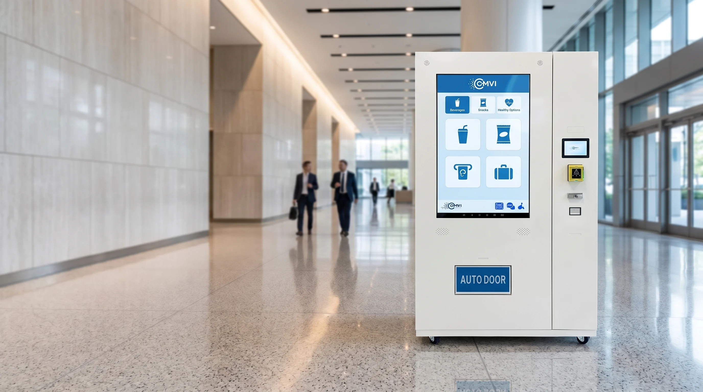 Smart vending machine interface showing connected data, inventory, and operator analytics
