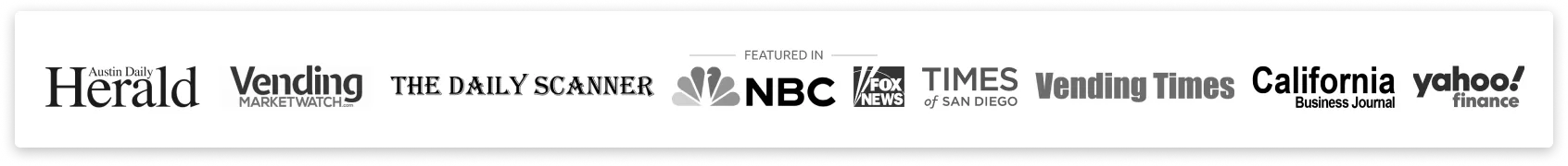 DMVI has been featured in the Austin Daily Herald, Vending Marketwatch, The Daily Scanner, NBC News, Fox News, Times of San Diego, Vending Times, California Business Journal, Yahoo Finance