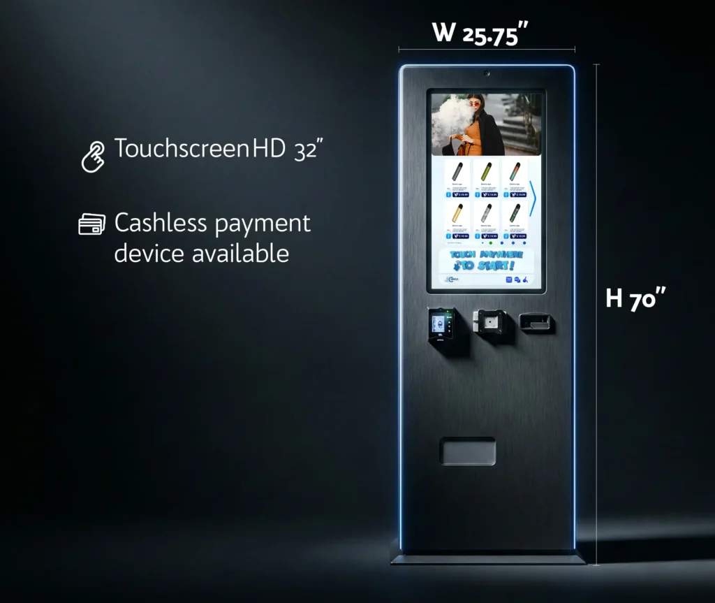 Slimline vending machine — measurements diagram