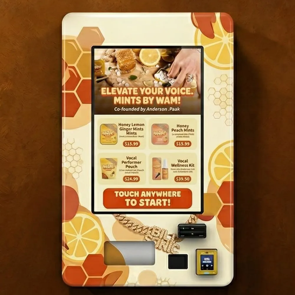 Wall-mounted custom vending machine for compact retail spaces