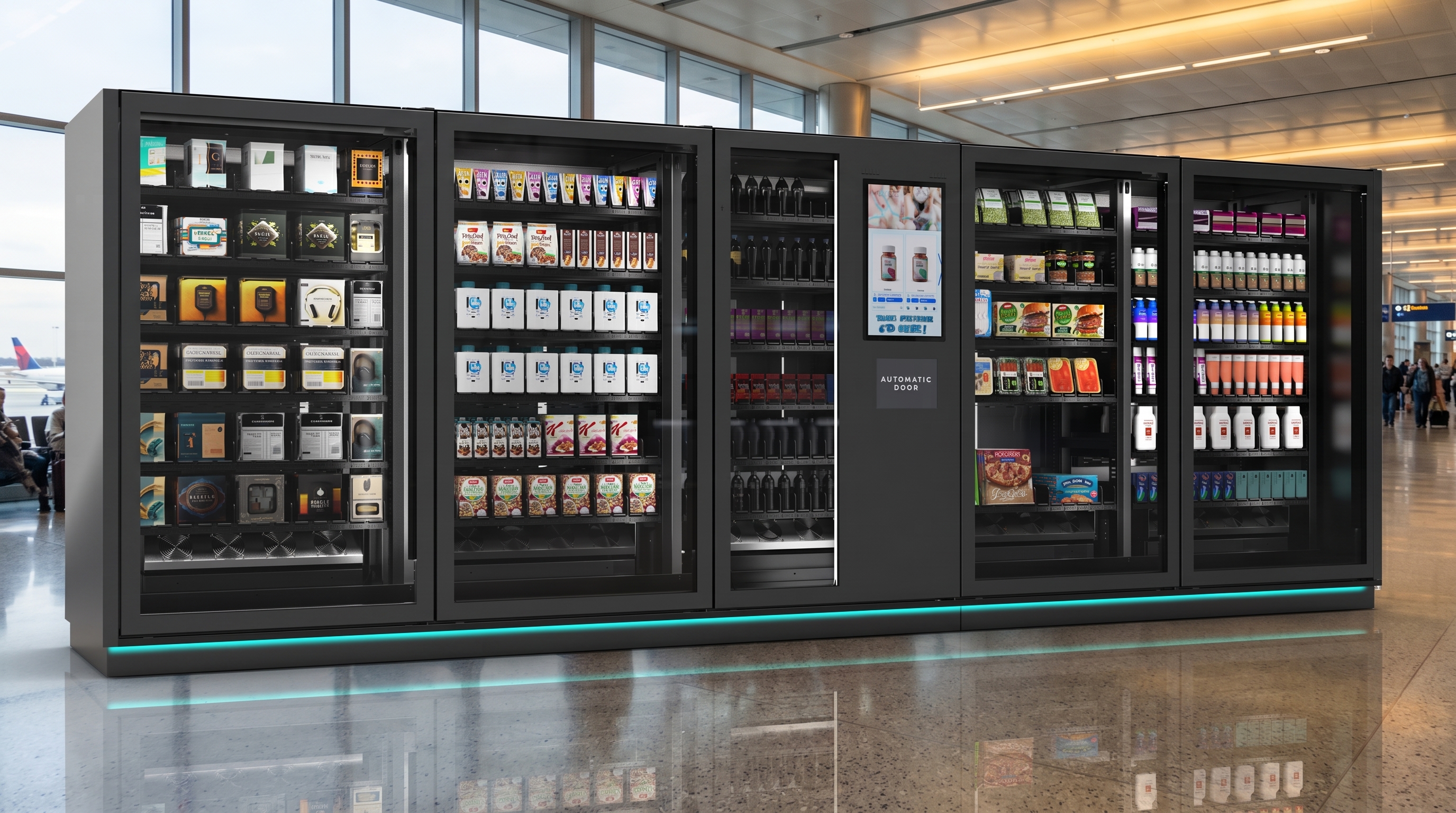 Modern smart vending machine in a polished autonomous retail environment