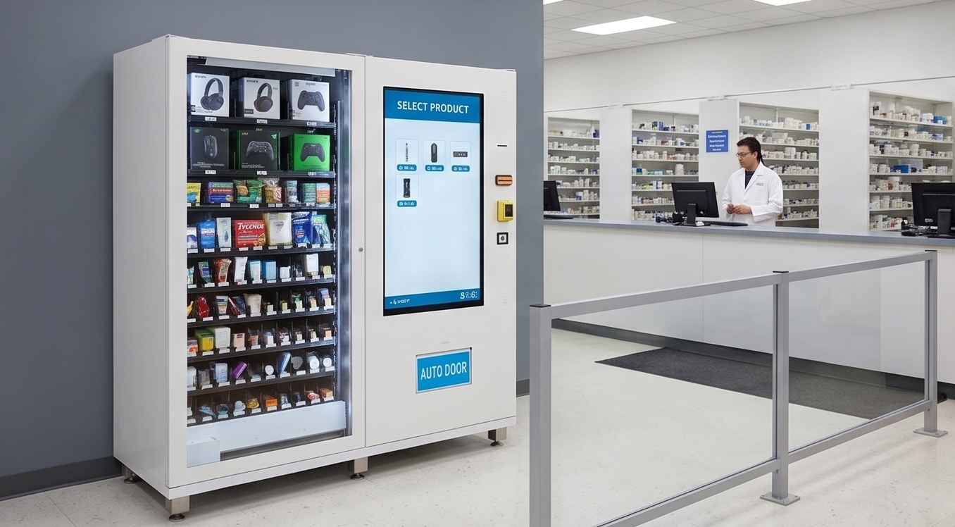 Controlled-dispensing vending machine for high-value products in a pharmacy setting