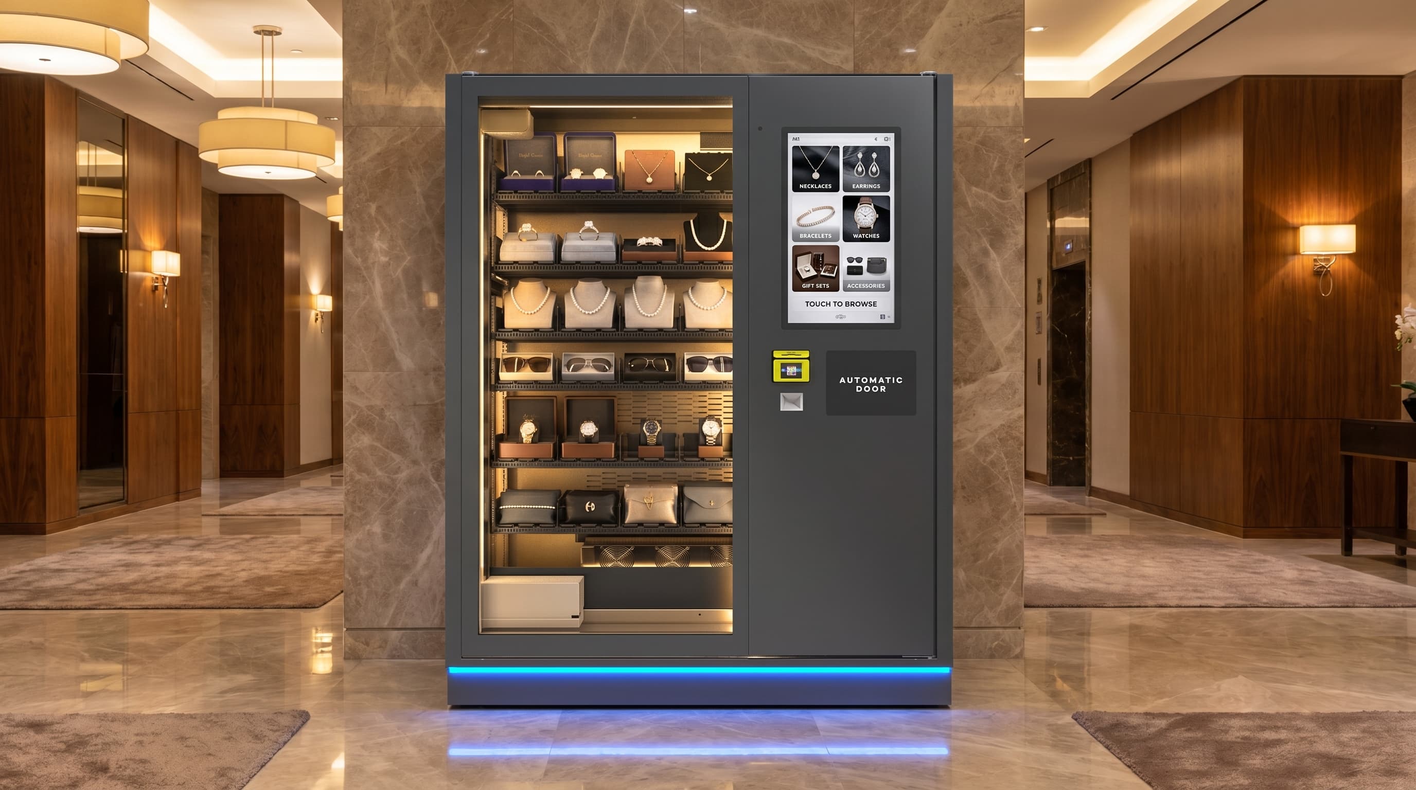 DMVI M1 jewelry vending machine concept with premium jewelry merchandising