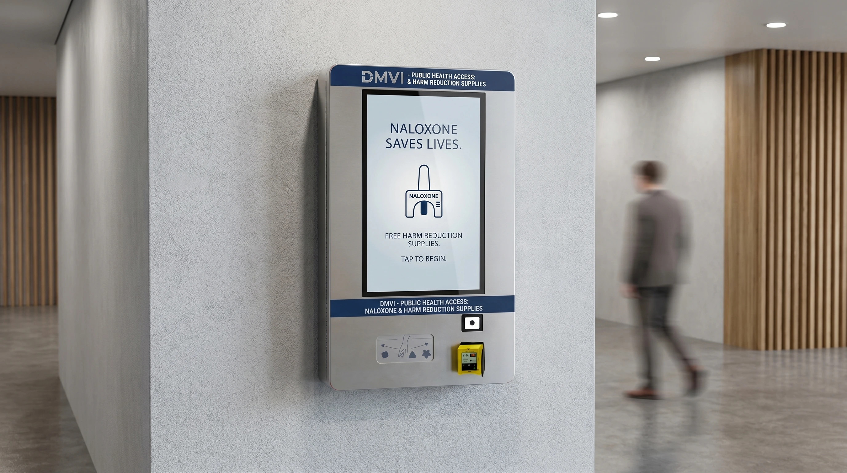 Narcan vending machine in a police station