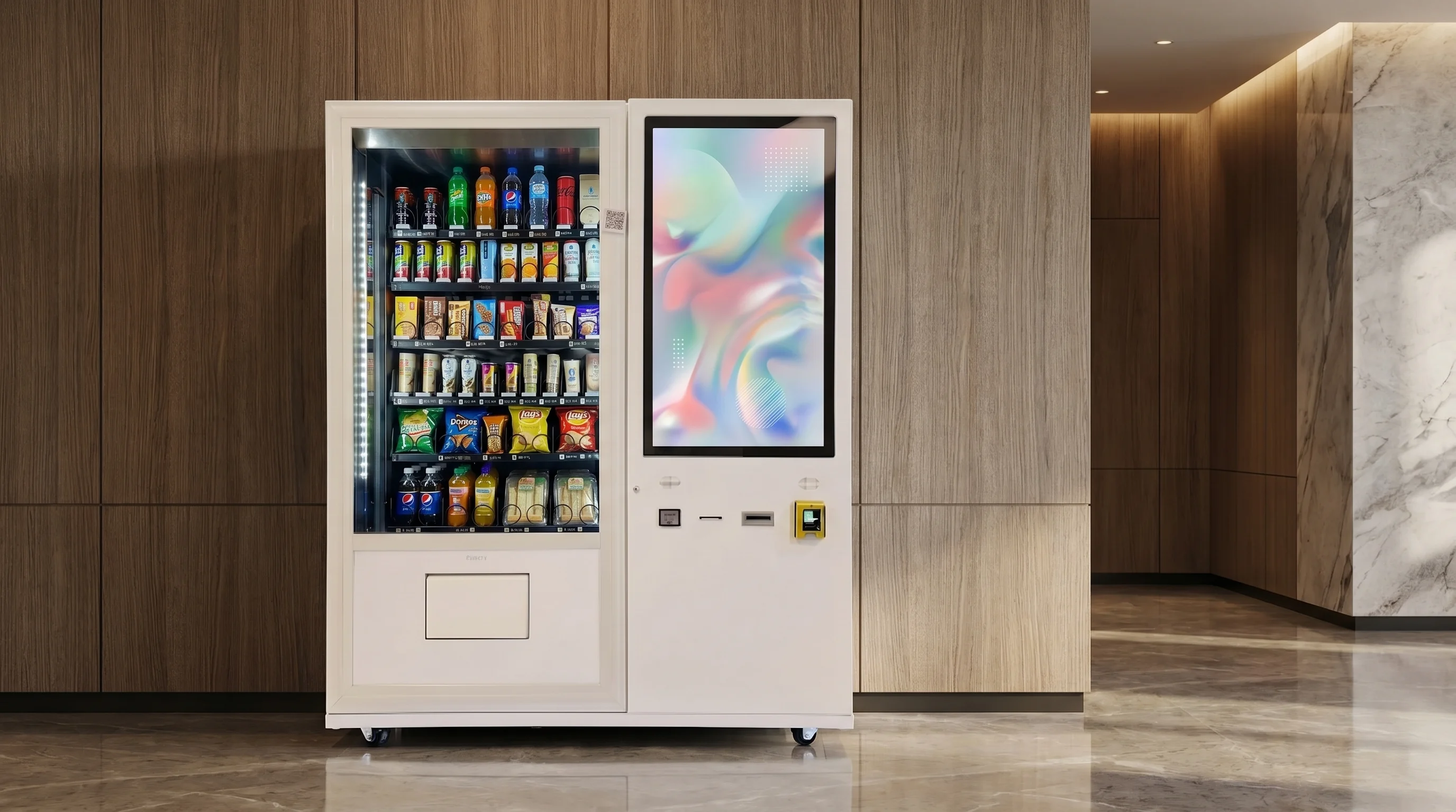 Modern digital vending machine replacing a traditional retail setup