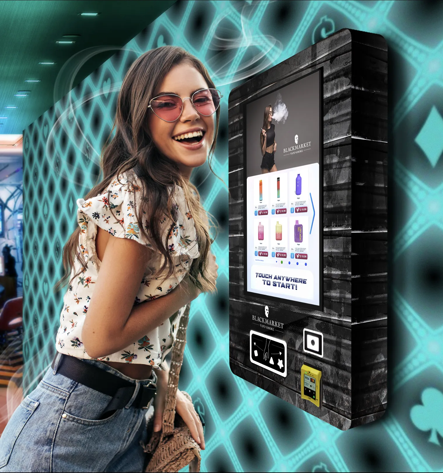 Vape vending machine with touchscreen interface