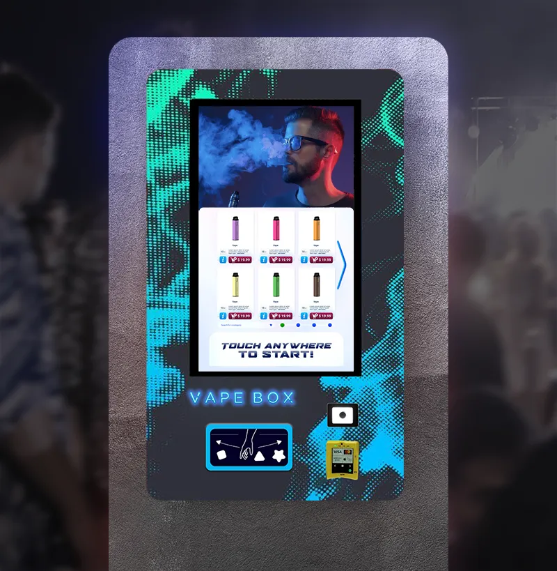Compact vape vending machine cabinet for nightlife venues