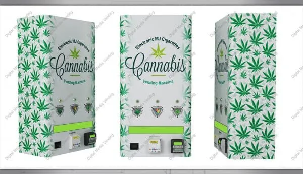 Age-verified cannabis vending machine concept for licensed dispensary retail